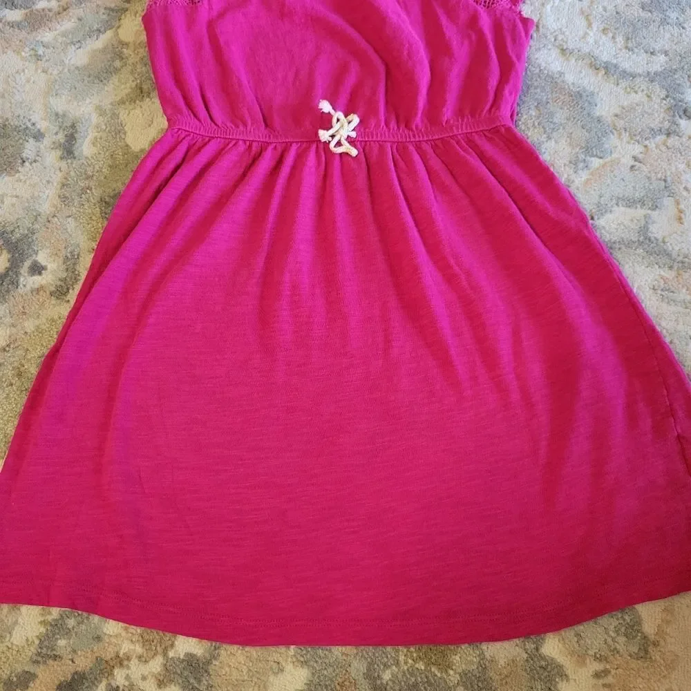Old Navy Hot Pink Gathered Waist with lace sleeve Girls Dress